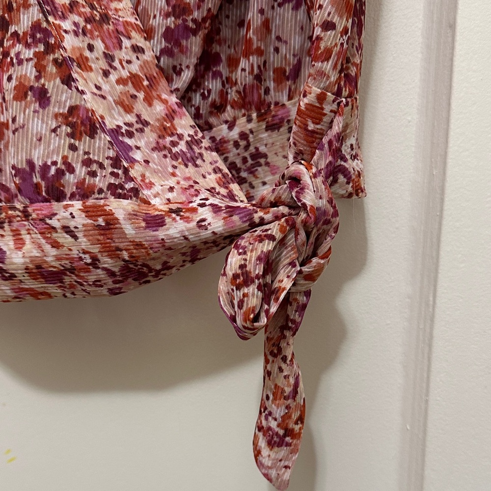 Banana Republic Floral Wrap Blouse - Pink and Red - Picture 8 of 13